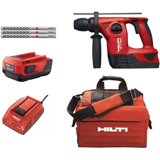 Hilti 22-Volt Hilti Lithium-Ion TE 4 Cordless Rotary Hammer with Two 4.0 Ah Batteries, Charger, Bits and Bag